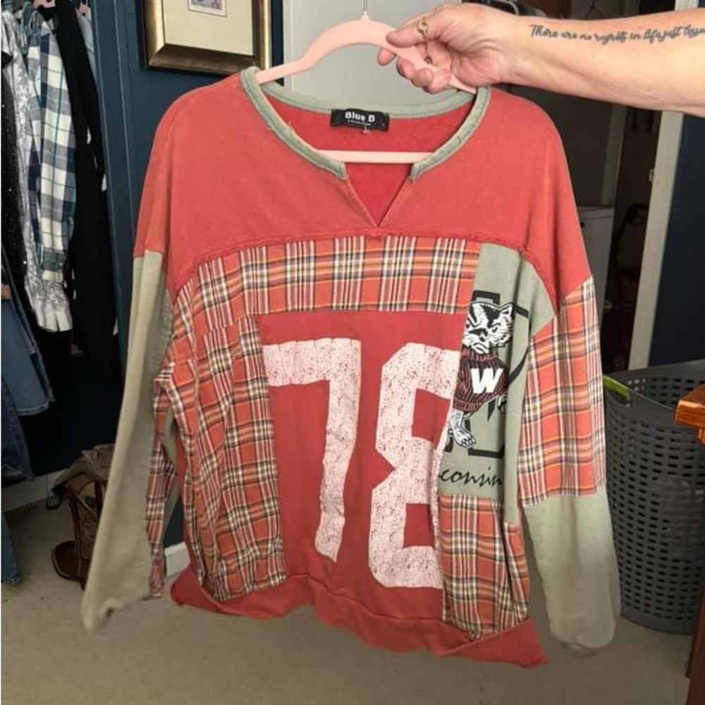 Super cute patch work sweater